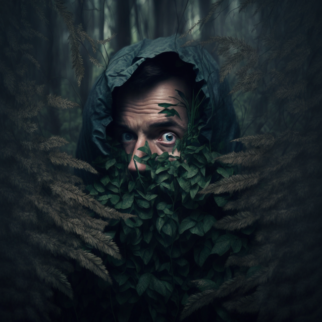 Man in forest.