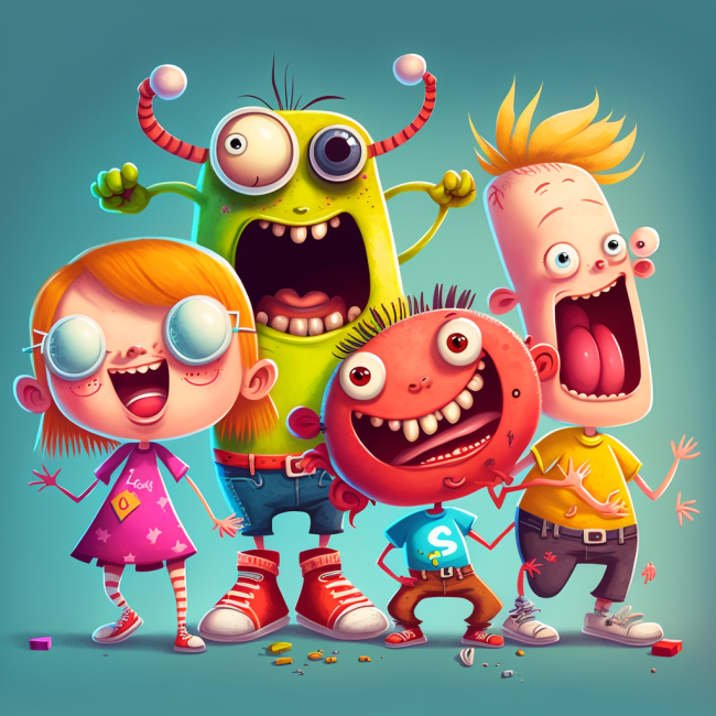 Cartoon characters.